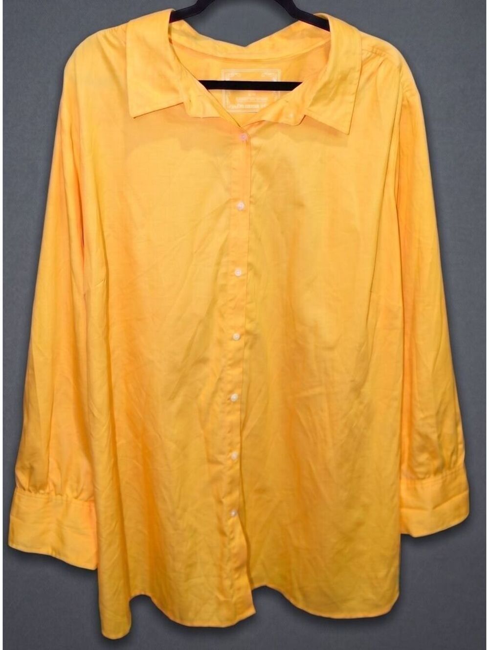 Avenue Yellow Classic Fit Button Front Shirt Long Sleeve Cotton Blend Size 30/32